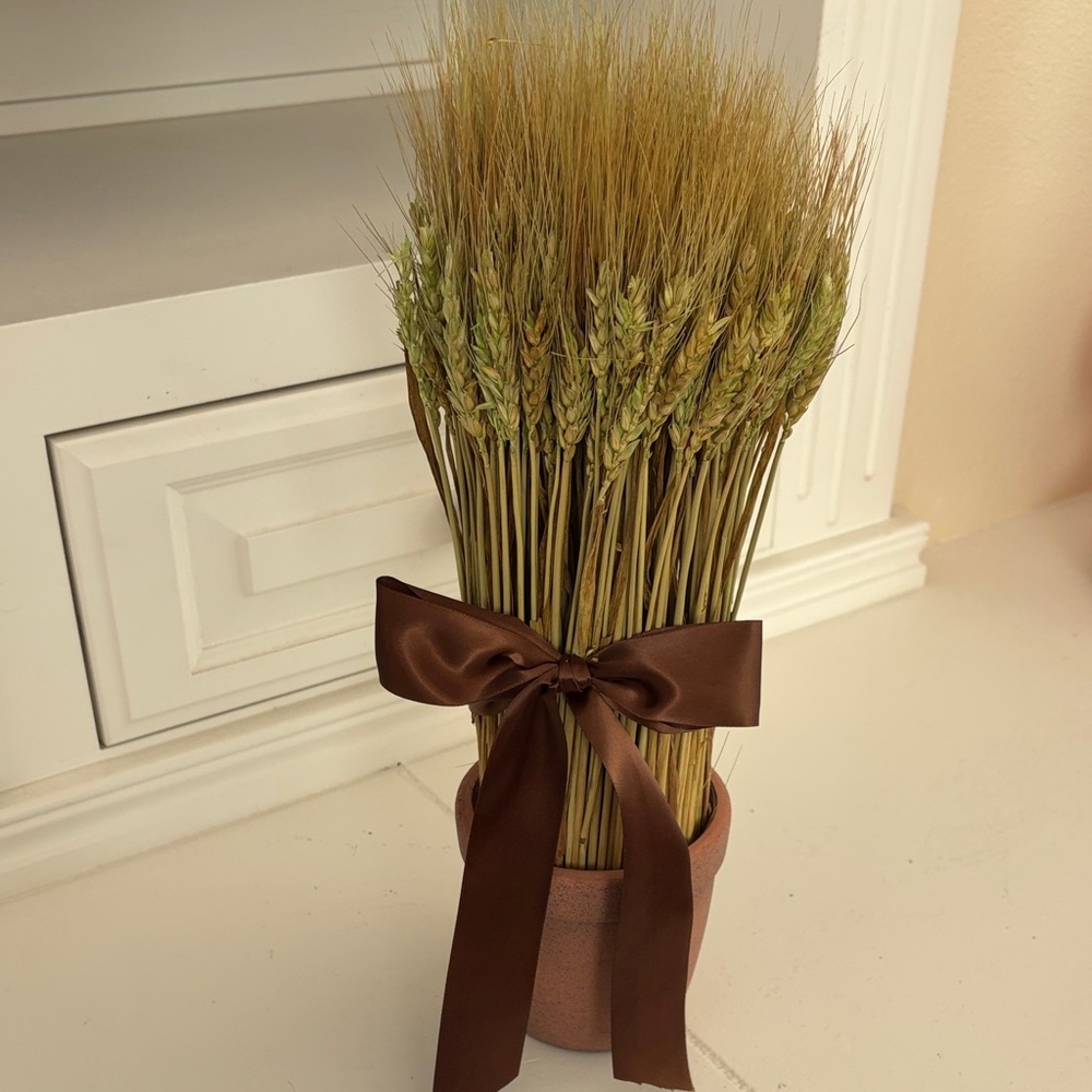 Decorative Wheat Bundle with Brown Ribbon